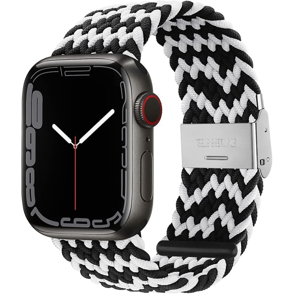 Justerbar flätad soloögla med spänne Kompatibel med Apple Watch Band 38 mm 40 mm 41 mm Mjukt armband Stretch Nylon Elastiskt band för Iwatch-serien