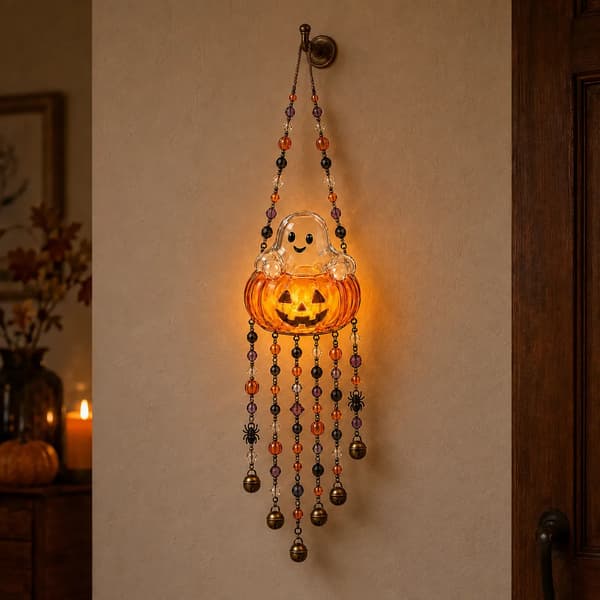 Halloween-kollektion med pärlprydda vindspel Halloween-vindspel med pärlor Witch Hat 30cm