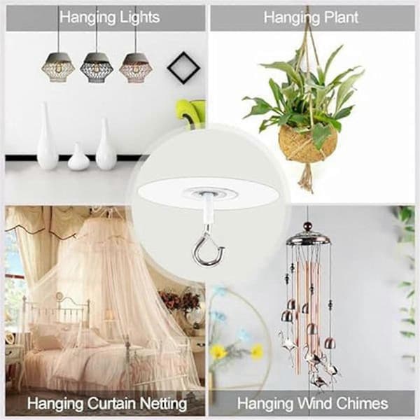 10 Pcs Self-Adhesive Ceiling Hooks for Popcorn Concrete Textured Ceiling Wall Surface, No Drilling Self A-FF-