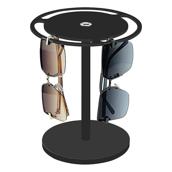 Akryl solbrilleholder med 360 roterende brillehylde, sorte briller, organizer
