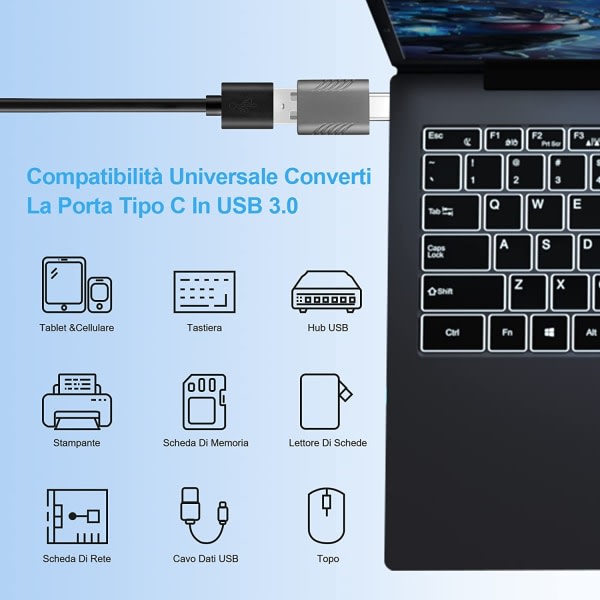 USB 3.0 til USB C-adapter, USB C hann til USB A hunn OTG-adapter