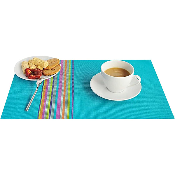 Bordsunderlägg set med 6 färgglada ränder bordstabletter tvättbar PVC