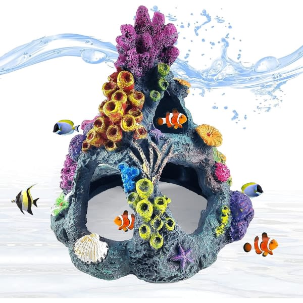 Resin Aquarium Coral Decoration- Mountain Cave Ornaments for Betta Fish