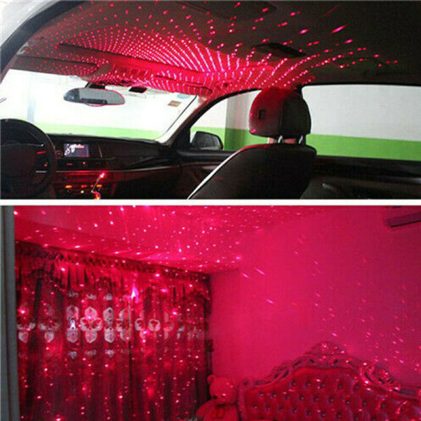 USB LED-autokatto tähti yövalo sininen+violetti