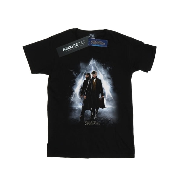 Fantastic Beasts Girls Newt ja Dumbledore -juliste puuvillainen t-paita, musta 7-8 vuotta