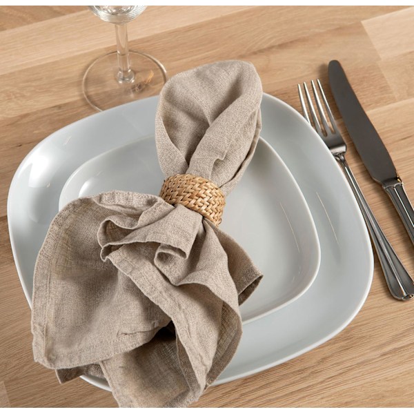 Servietringe Flettet Kurv Natur 6-pak beige 85