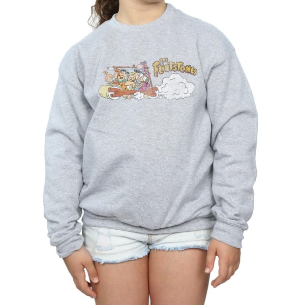 The Flintstones Girls Family Car Distressed Sweatshirt 12-13 Ye Sports Grey 12-13 år