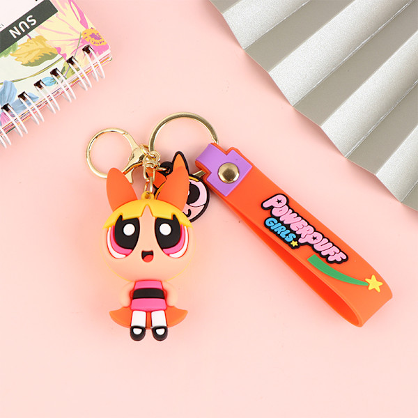 Kreativ Cartoon Anime Nyckelring Powerpuff Girls Dockbil Nyckelring Orange