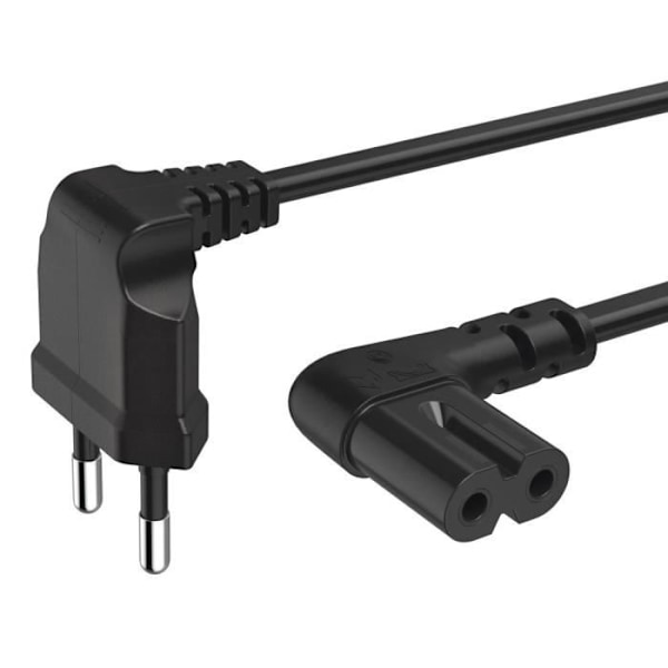 Strömkabel vinklad på båda sidor, eurokontakt, 8/C7-form, 3 m
