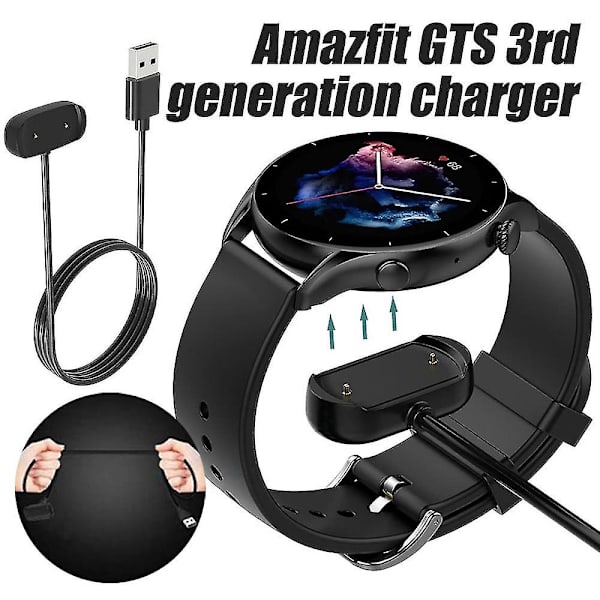 Laturi yhteensopiva Amazfit T-rex 2, Gtr 4, Gtr 3, Gtr 3 Pro, Gts 4, Gts 3 kanssa, Korvaava latauskaapeli-XF3-