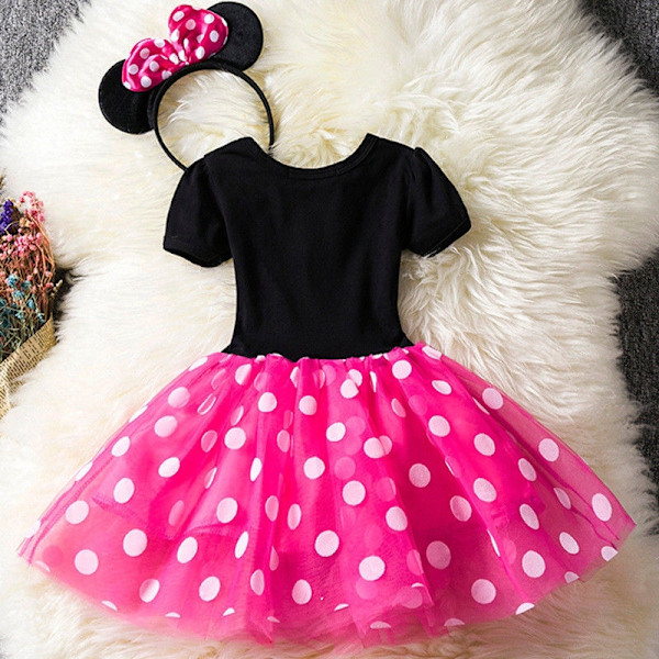 Babyflicka Minnie Mouse Prinsessklänning Sommarklänning Röd 70 cm Red 70