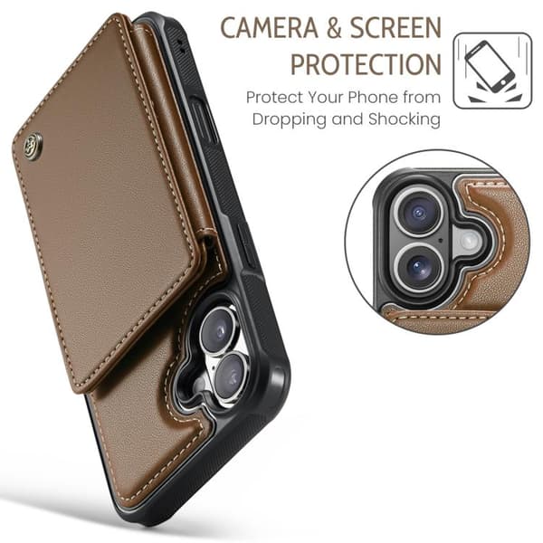 iPhone 17 Case with Card Slot and RFID Protection Brun