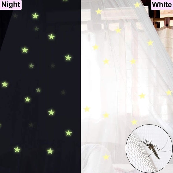 Myggnät med självlysande stjärnbädd myggnät fritt från stansning cover hona hängande sängnät