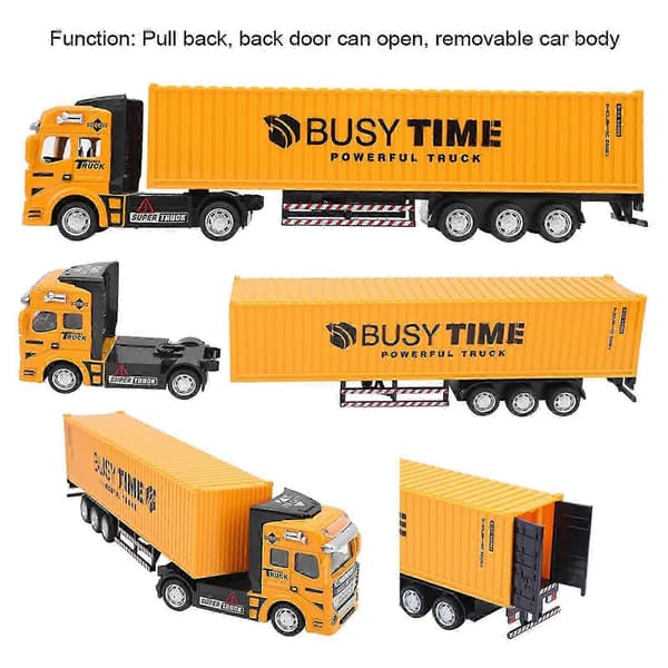 1:48 Legering Container Lastbil Model Legetøj Meget Simulation Børnebil Legetøj Køretøj Til Børn 3-6 År - Ja Yellow