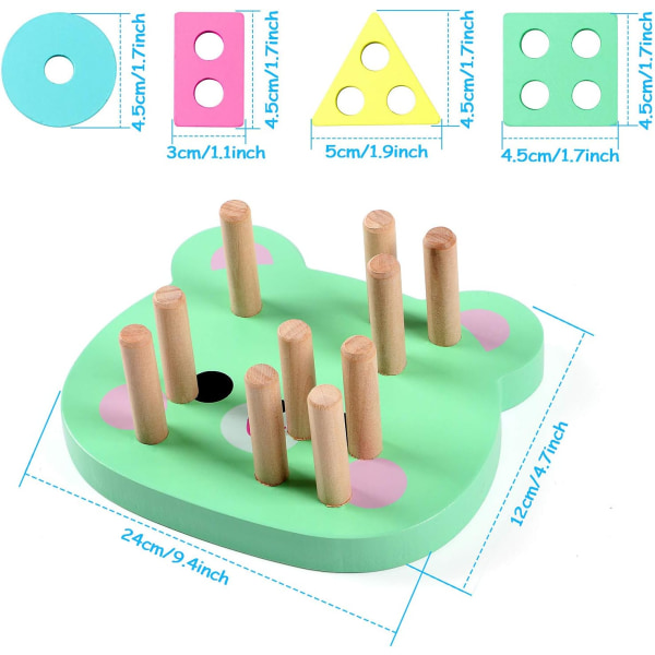 Trä geometriska pussel nidonta spel, färger och form lajittelu