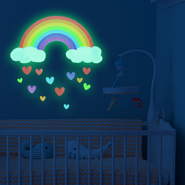 Rainbow Luminous Wall Stickers Glow Cloud Heart Wall Decal