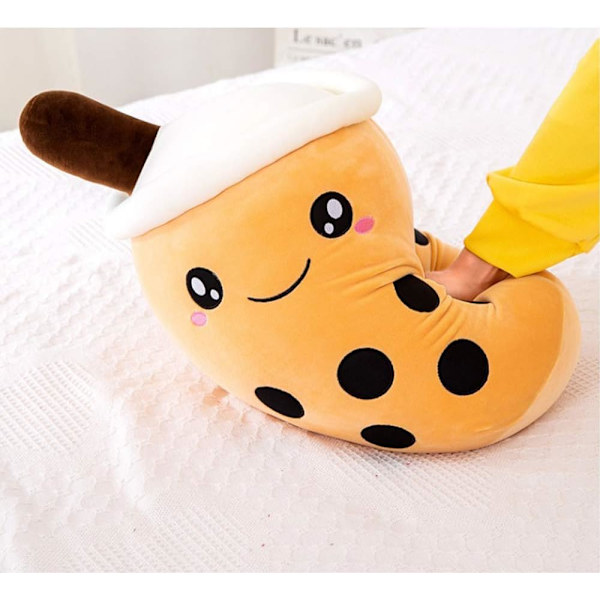 Fluffy Plush Pillow (Brown Smiling, M 13.8\"), Creative Bubble Milk-FF-
