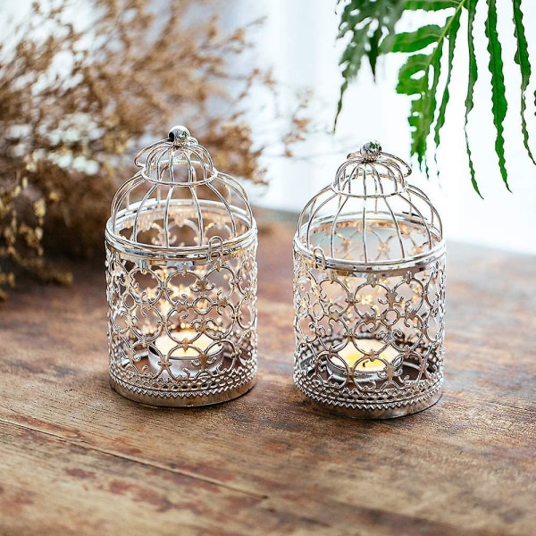 2 stk lille metal hængende fuglebur lanterne, vintage bryllup
