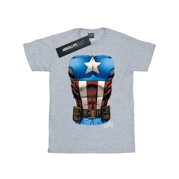 Marvel Girls Captain America Chest Burst Cotton T-shirt 7-8 Ja Sports Grey 7-8 år