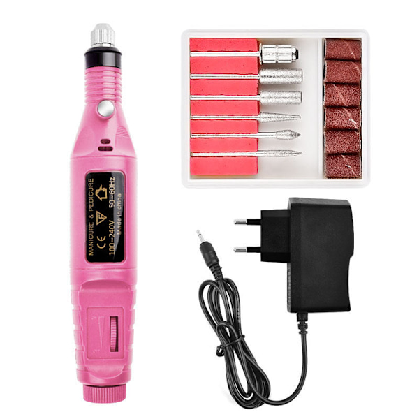 Nageldekorasjoner for minislipmaskin for nail art USB Bærbar elektrisk nagelsl European standard pink (OPP bag)