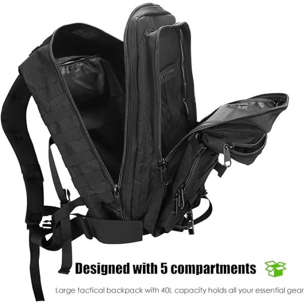 Militær stil rygsæk, 45L stort volumen multifunktions rygsæk, til skole/vandreture/vandring/camping/rejser/fiskeri/klatring/bjergbestigning/bjerg