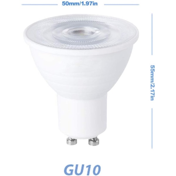 12 kpl GU10 LED-polttimot 6W 220-240V, lämmin valkoinen 3000K, 600lm