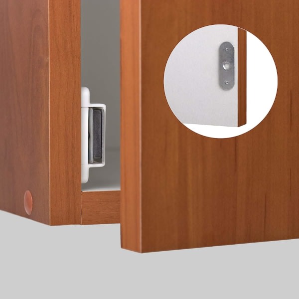 Garderobsdörrmagneter, ekstra skarp magnetisk dörrstängare - 13 kg kraft - Vit sæt om 2 - Garderobsdörrar - til dörrar