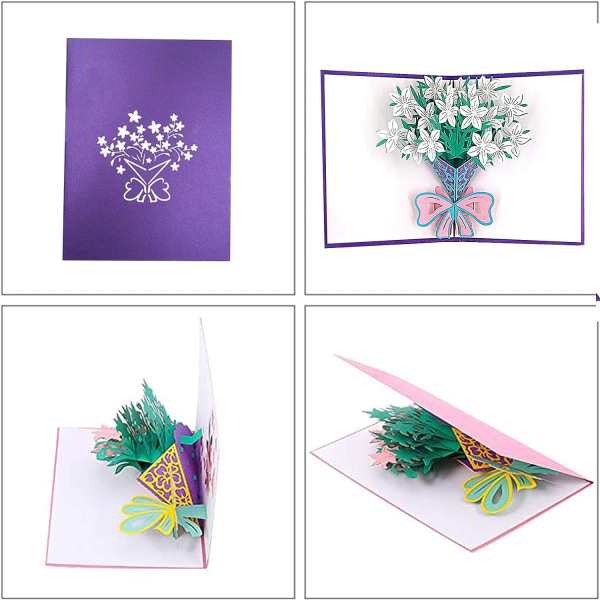 White Lily 3D Pop Up Card, 3D Pop Up Card Gratulationskort Tack Yo