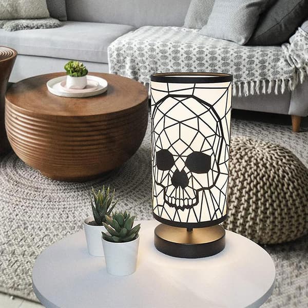 100% Ny Sort Dødningehovedlampe Gotisk Lampe Dødningehovedlys-FF-