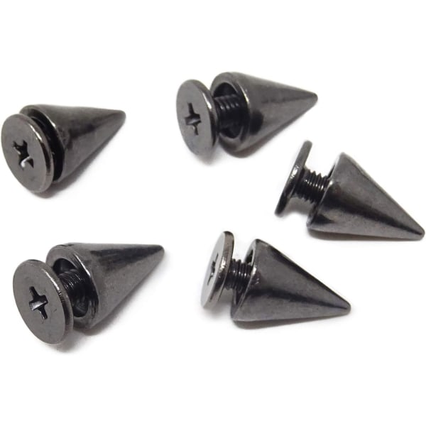 100 sæt 7x10 mm Silver Punk Style Bullet Cone Spikes Nitar med skruryggar til DIY Leathercraft (pistolsvart) NO:8