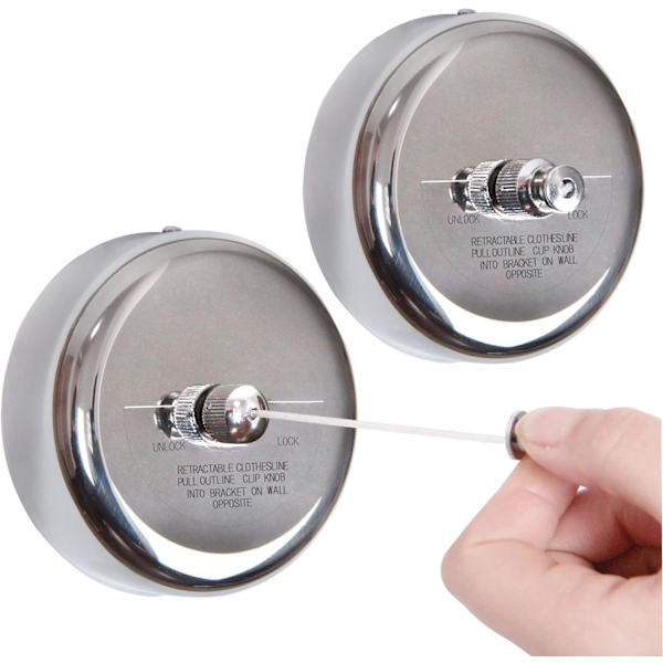 2-pack hållbart infällbart klädstreck i 304 rostfritt stål med-FF-