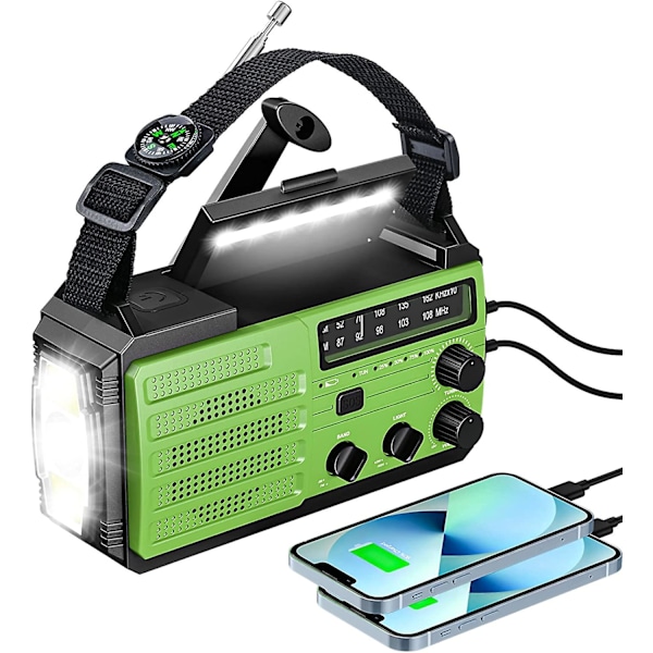 Kannettava hätäradio Solar Radio 8000mAh ladattava akku AM/FM-radio