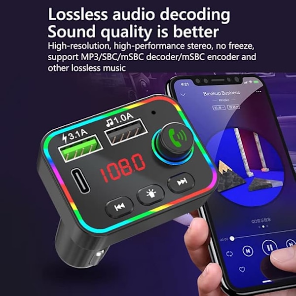 Bluetooth-auton FM-lähetin, 38 W PD ja QC3.0 nopea autolaturi