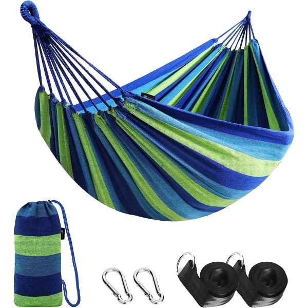 Utomhuscampinghängmatta, bärbar canvashängmatta udendørs, 200 kg kapacitet Lättvikt med bärväska for strand- og strandvandring