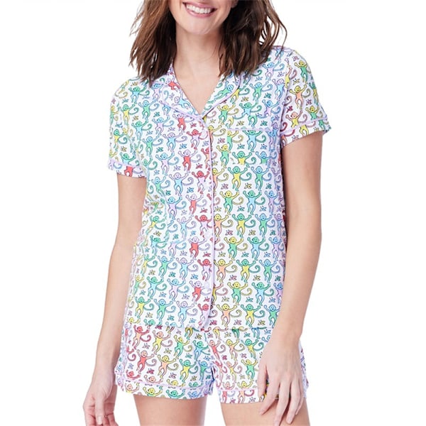 Pyjamasetti naisille, 2-osainen napillinen apina rantashortsit setti Y2k Loungewear Pjs joulu kiitospäivä lahjoihin Muiltcolor Muiltcolor M
