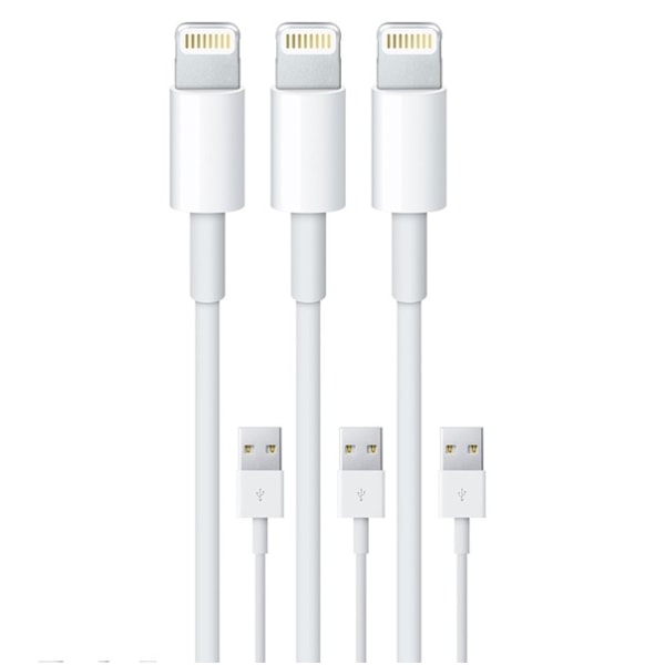 3-pack 2 m / Lightning latauskaapeli iPhone 13/12/11/ Xs/Max/X/8/7/6/5