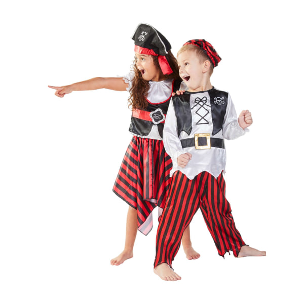 Bristol Novelty Girls Pirate Costume M Svart/Vit/Röd Black/White/Red M