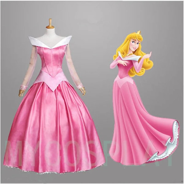 2021 Film Tornerose Prinsesse Aurora Luksuriøs Fantasifull Voksen Kjol Cosplay Kostyme Halloween Jul Kvinne Kappe Kjol Sett One Size One Size Only Pink dress