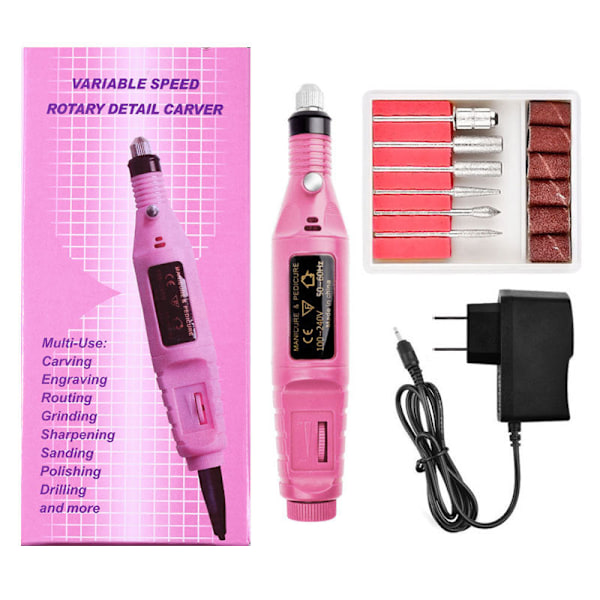 Negledekorasjoner for minisliper for nail art USB Bærbar elektrisk neglesl American Standard pink (boxed)