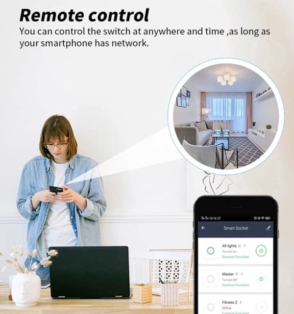 Smartplugg 16A med timer energisparing kompatibel med Alexa Google Home 1-pakning 1PC