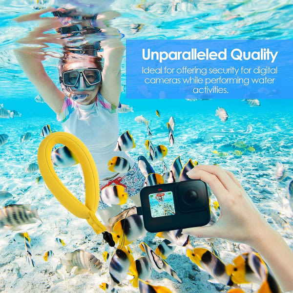 2-pakning, undervannskamera vanntätt flytende bälte, universal flytende håndtaksrem handgrepslina, kompatibel med GoPro, Nikon, etc., gul