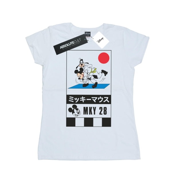 Disney Mickey and Silly Cotton T-shirt för kvinnor/damer MW White M