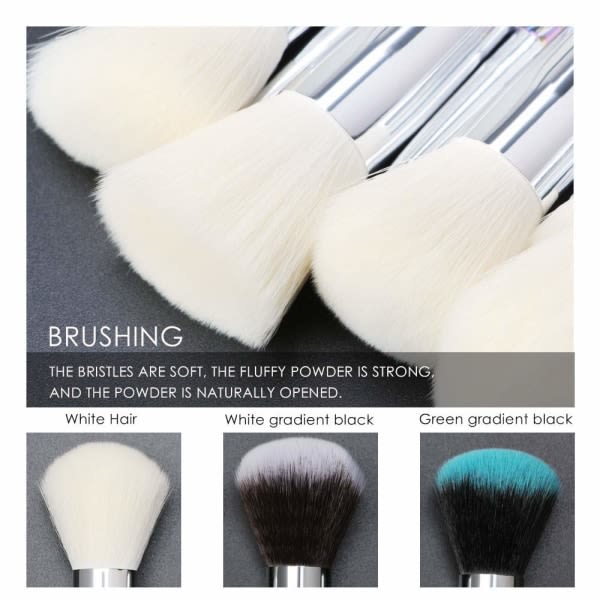 10 stk Makeup Brush Crystal Transparent Håndtag børste (hvid