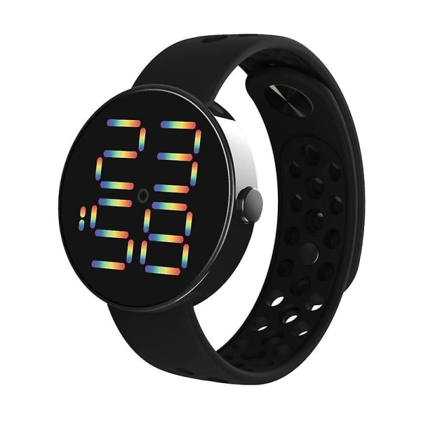 Elektronisk watch Luminous Rainbow Led Digital Display Dam Herr Watch Present för dagligt bruk Svart