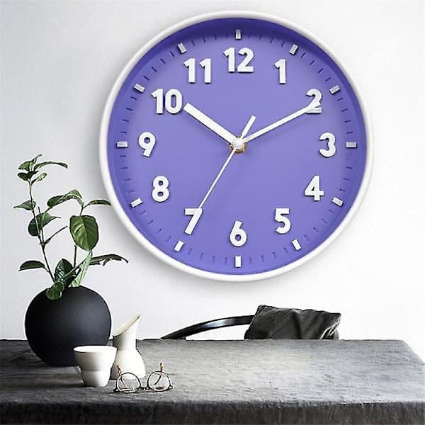 Modern Enkel Vägg Godisfärg Klocka Tyst Vardagsrum Klocka Väggmonterad Klocka För Hemmet Ny Väggklocka blå klocka-FF- blue clock
