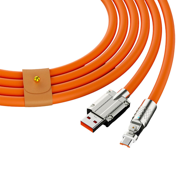 Hurtigladekabel USB til C-kabel 180 graders roterende rettvinklet hode for hurtiglading av mobiltelefon 1,5 m Android liten mun Orange