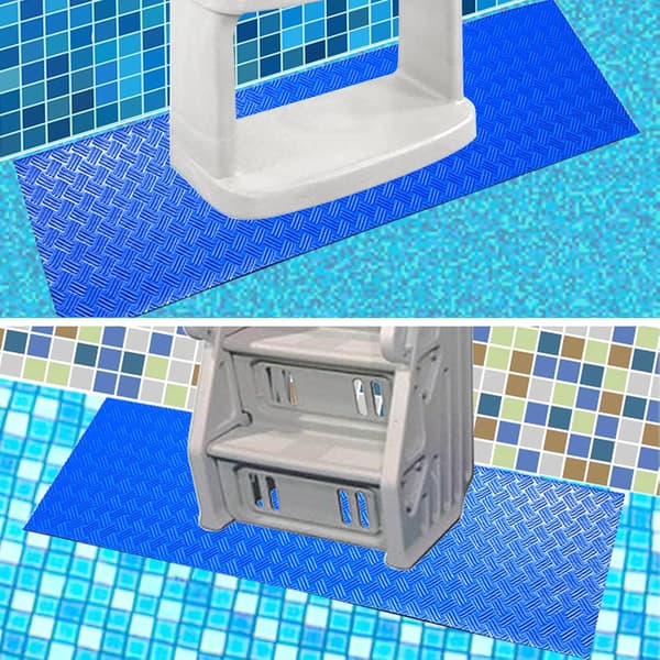 Pool Ladder Mat Protective Pool Step Mat with Non-Slip Texture Blue Medium Pool Ladder Mat 90 x 23 cm