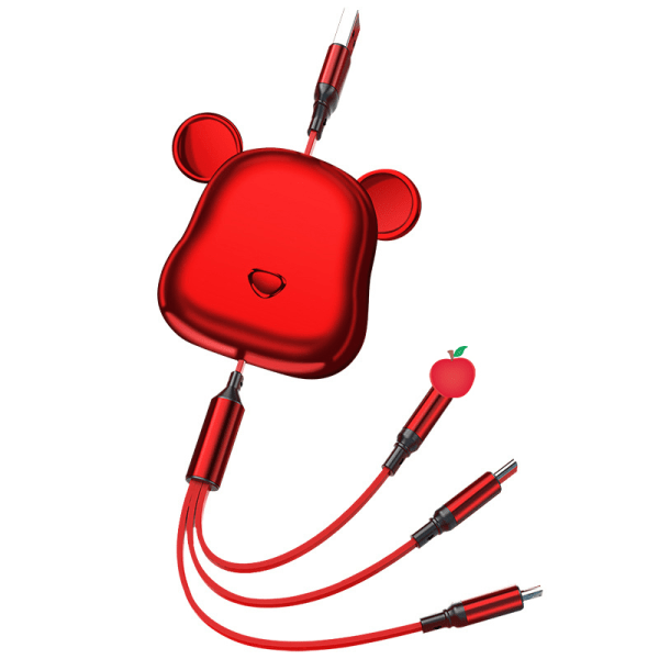 Björn 66W 3 i 1 infällbar bærebar Lightning Micro USB Typ C Rød
