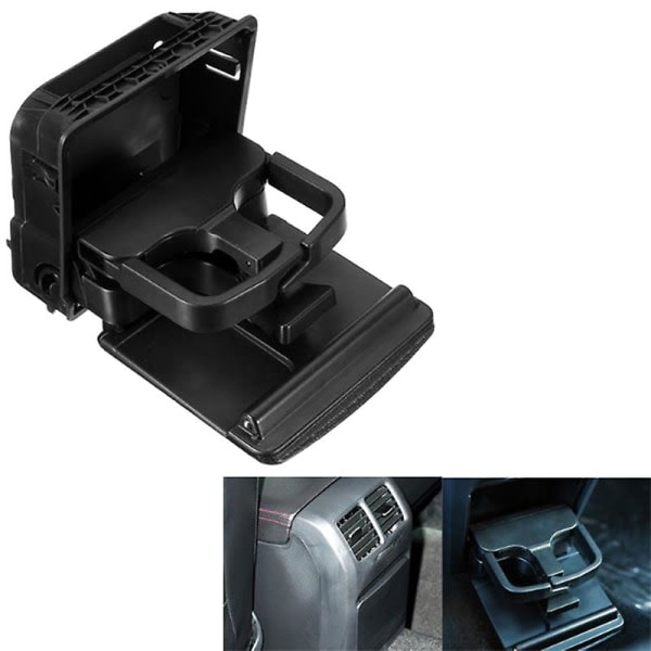 Musta auton keskuskonsolin käsinojan takakuppipidikelaatikko Golf Mk5 Mk6:lle
