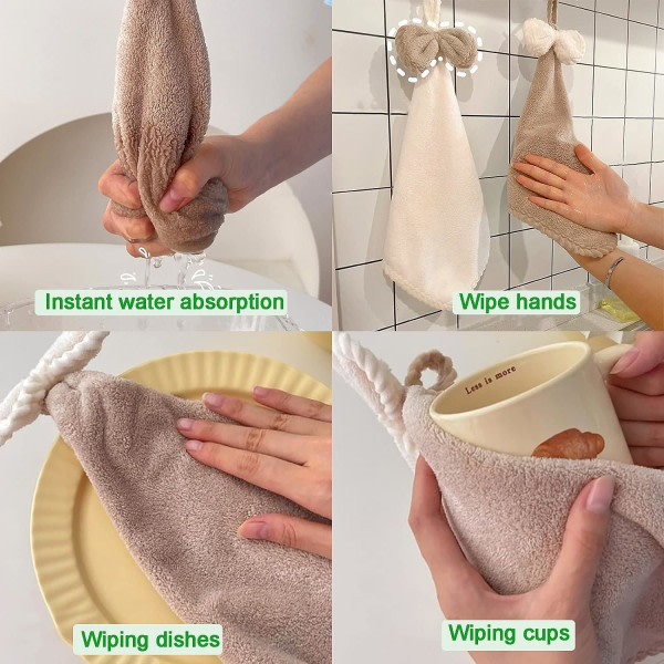 Pakke med 3 køkkensbadrumshanddukar, dekorative hånddukar, mikrofiber korallfleece Härliga hånddukar, tørker hænderna omedelbart